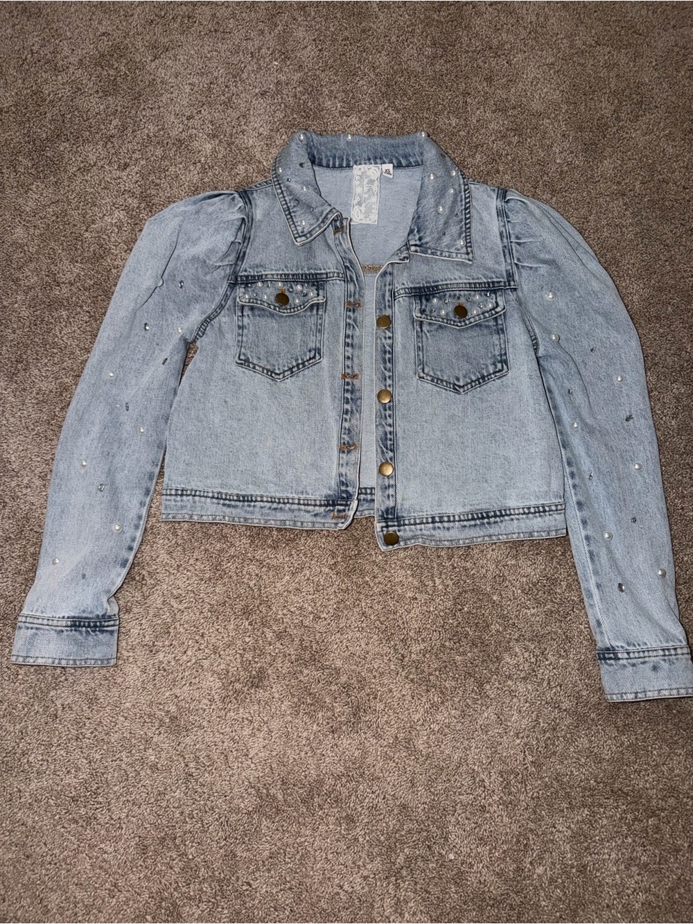 Sadie & Sage hand made, one of a kind - Bedazzled Light Wash Jean Jacket